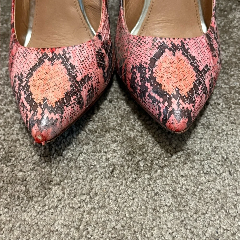Coach Two Tones Orange and Pink Snakeskin Women's Heels - Picture 6 of 7
